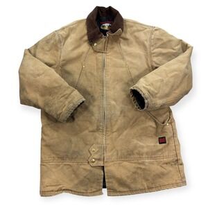 Vintage Tough‎ Duck Jacket Men's 2XL Brown Barn Quilted Workwear Distressed 90s